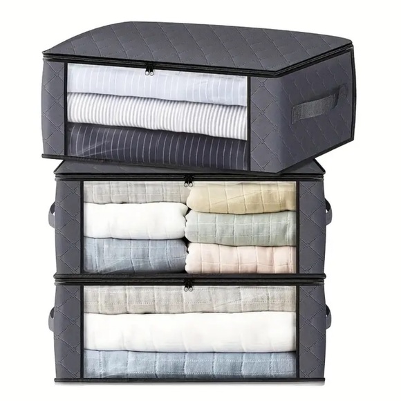 Foldable Gray Transparent Zipper Storage Organizer - Picture 3 of 7